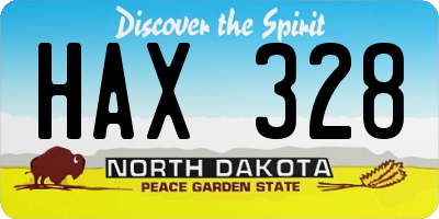 ND license plate HAX328