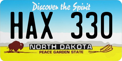 ND license plate HAX330
