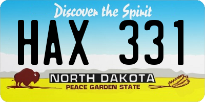 ND license plate HAX331