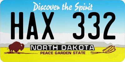 ND license plate HAX332