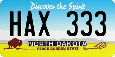 ND license plate HAX333