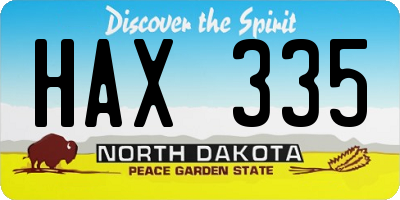 ND license plate HAX335