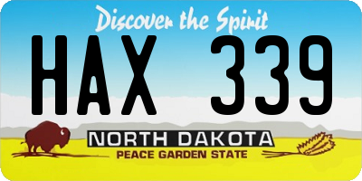 ND license plate HAX339