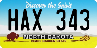ND license plate HAX343