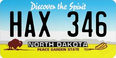 ND license plate HAX346