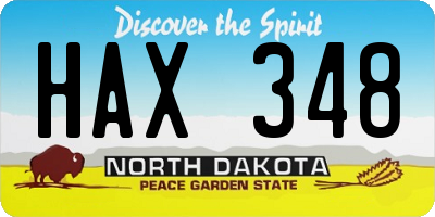 ND license plate HAX348