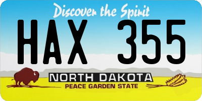 ND license plate HAX355