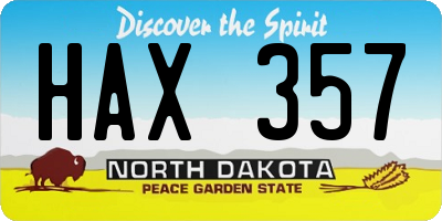 ND license plate HAX357