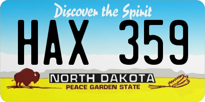 ND license plate HAX359