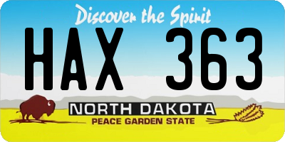 ND license plate HAX363