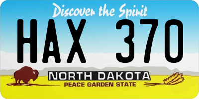 ND license plate HAX370