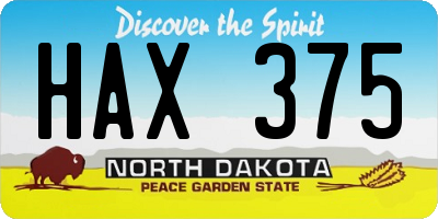 ND license plate HAX375