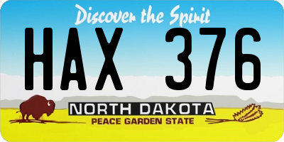 ND license plate HAX376