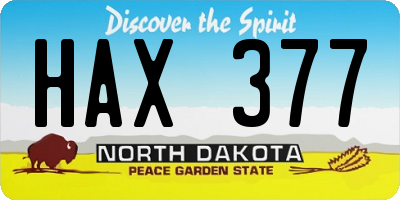 ND license plate HAX377