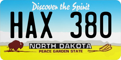ND license plate HAX380