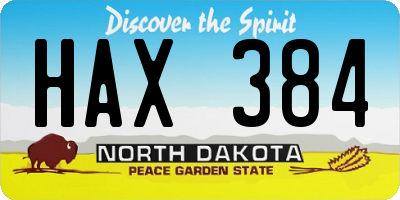 ND license plate HAX384