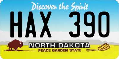 ND license plate HAX390