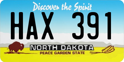 ND license plate HAX391