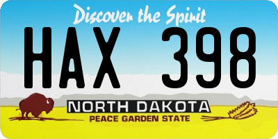 ND license plate HAX398