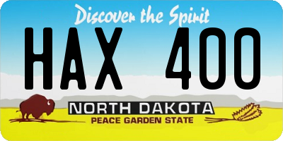 ND license plate HAX400