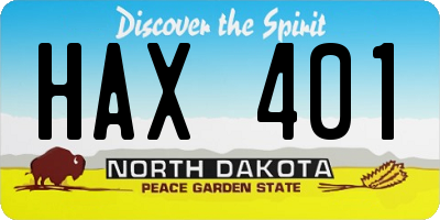 ND license plate HAX401