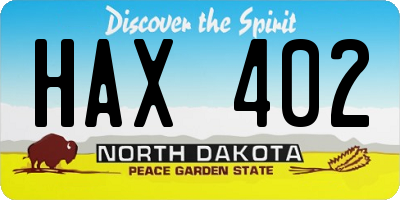 ND license plate HAX402