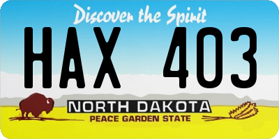 ND license plate HAX403