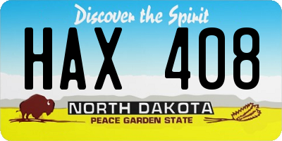 ND license plate HAX408