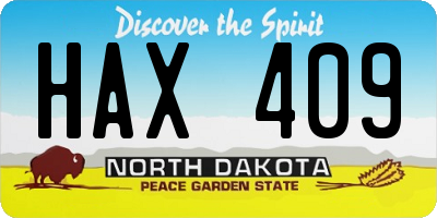 ND license plate HAX409