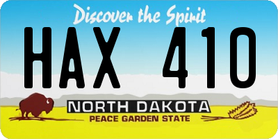 ND license plate HAX410