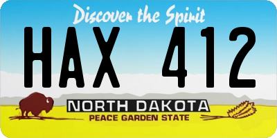 ND license plate HAX412