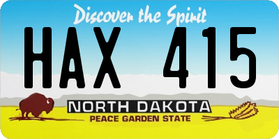 ND license plate HAX415