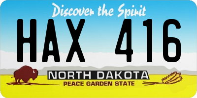 ND license plate HAX416