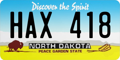 ND license plate HAX418