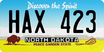 ND license plate HAX423