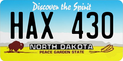 ND license plate HAX430