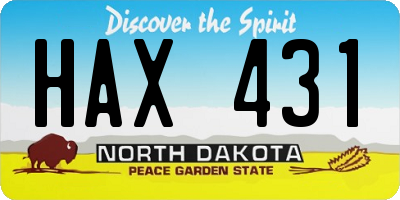 ND license plate HAX431