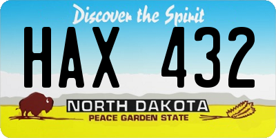 ND license plate HAX432