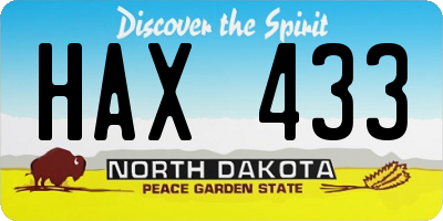 ND license plate HAX433