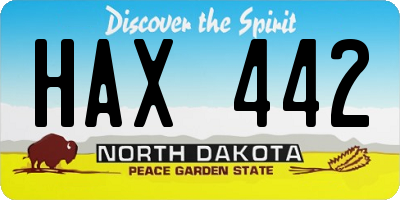 ND license plate HAX442