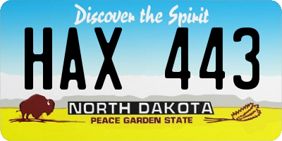 ND license plate HAX443