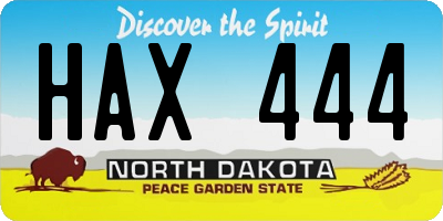 ND license plate HAX444