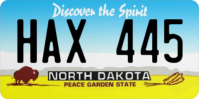 ND license plate HAX445