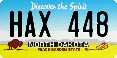 ND license plate HAX448