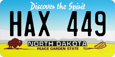 ND license plate HAX449