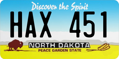 ND license plate HAX451