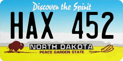 ND license plate HAX452