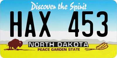 ND license plate HAX453