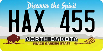 ND license plate HAX455