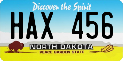 ND license plate HAX456